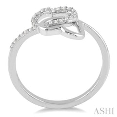 1/10 Ctw Round Cut Diamond Twins Heart Shape Ring in 10K White Gold 1/10 Ctw Round Cut Diamond Twins Heart Shape Ring in 10K White Gold