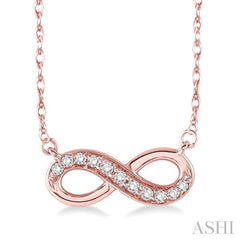 1/6 Ctw Round Cut Diamond Infinity Petite Pendant in 14K Rose Gold with Chain 1/6 Ctw Round Cut Diamond Infinity Petite Pendant in 14K Rose Gold with Chain