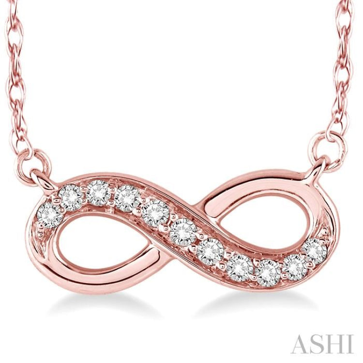 1/6 Ctw Round Cut Diamond Infinity Petite Pendant in 14K Rose Gold with Chain 1/6 Ctw Round Cut Diamond Infinity Petite Pendant in 14K Rose Gold with Chain