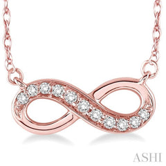 1/6 Ctw Round Cut Diamond Infinity Petite Pendant in 14K Rose Gold with Chain 1/6 Ctw Round Cut Diamond Infinity Petite Pendant in 14K Rose Gold with Chain