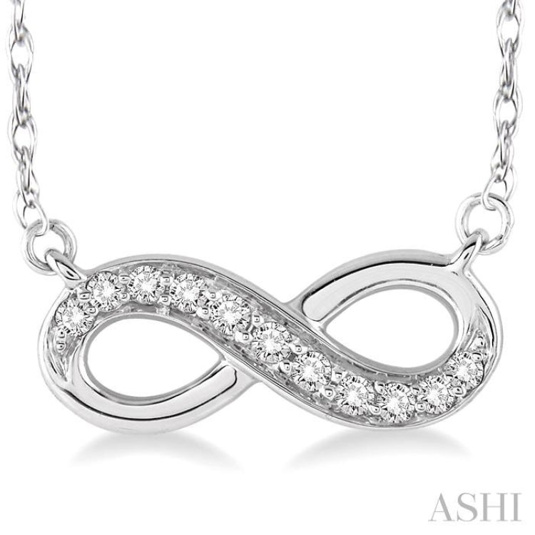1/6 Ctw Round Cut Diamond Infinity Petite Pendant in 14K White Gold with Chain 1/6 Ctw Round Cut Diamond Infinity Petite Pendant in 14K White Gold with Chain