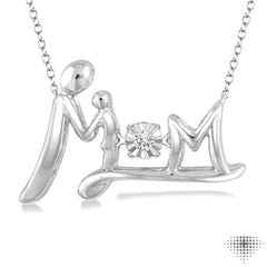 1/50 Ctw Round Cut Diamond Emotion Mom Pendant in Sterling Silver with Chain 1/50 Ctw Round Cut Diamond Emotion Mom Pendant in Sterling Silver with Chain
