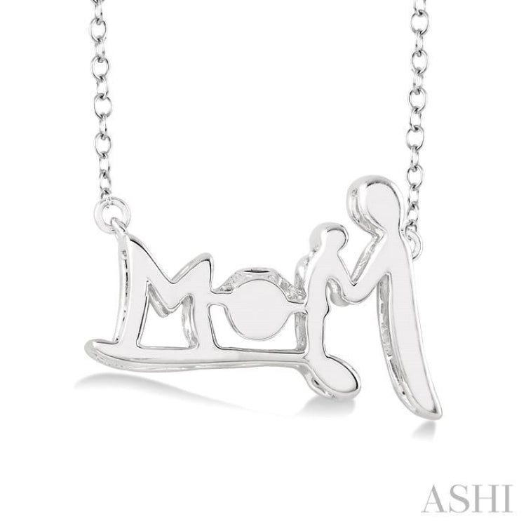 1/50 Ctw Round Cut Diamond Emotion Mom Pendant in Sterling Silver with Chain 1/50 Ctw Round Cut Diamond Emotion Mom Pendant in Sterling Silver with Chain
