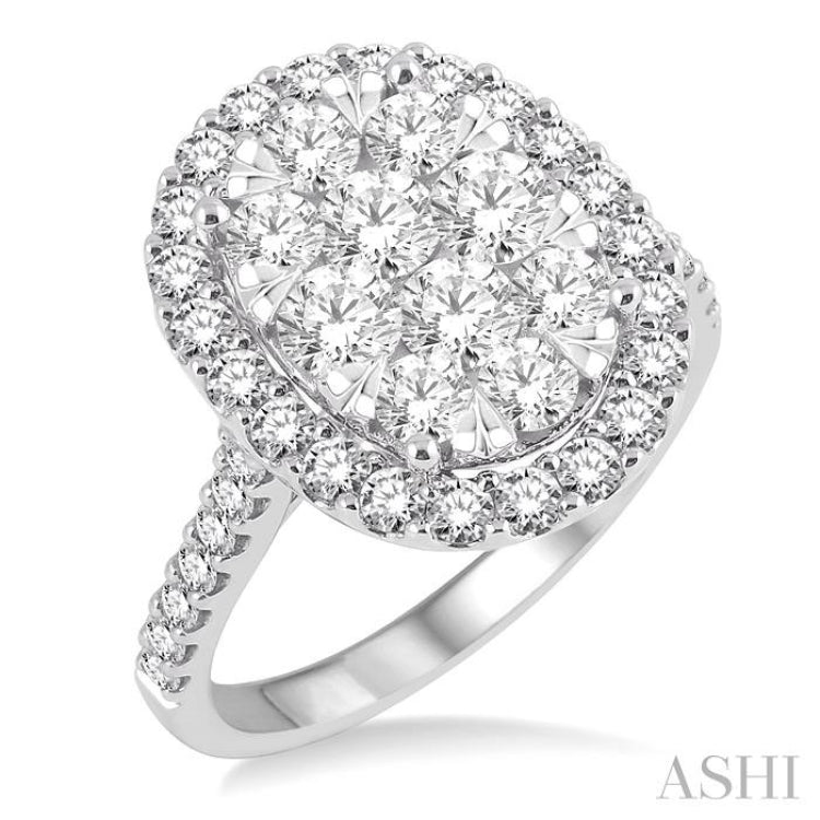 2 ctw Oval Shape Diamond Lovebright Ring in 14K White Gold 2 ctw Oval Shape Diamond Lovebright Ring in 14K White Gold