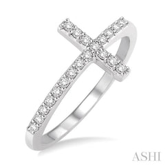 1/5 ctw Round Cut Diamond Cross Ring in 14K White Gold 1/5 ctw Round Cut Diamond Cross Ring in 14K White Gold
