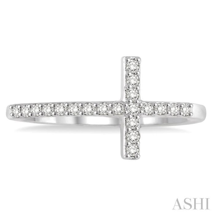 1/5 ctw Round Cut Diamond Cross Ring in 14K White Gold 1/5 ctw Round Cut Diamond Cross Ring in 14K White Gold