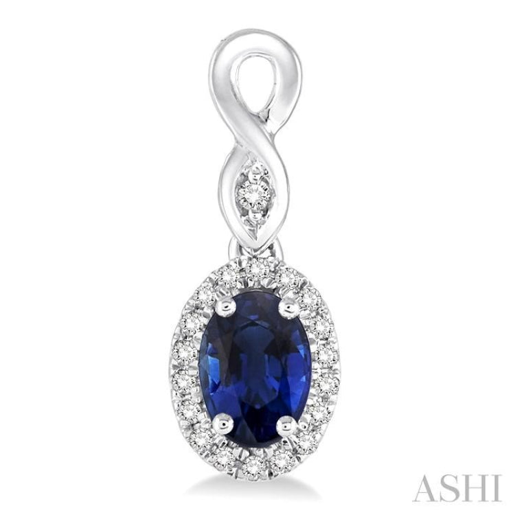5x3 MM Oval Cut Sapphire and 1/6 Ctw Round Cut Diamond Earrings in 10K White Gold 5x3 MM Oval Cut Sapphire and 1/6 Ctw Round Cut Diamond Earrings in 10K White Gold