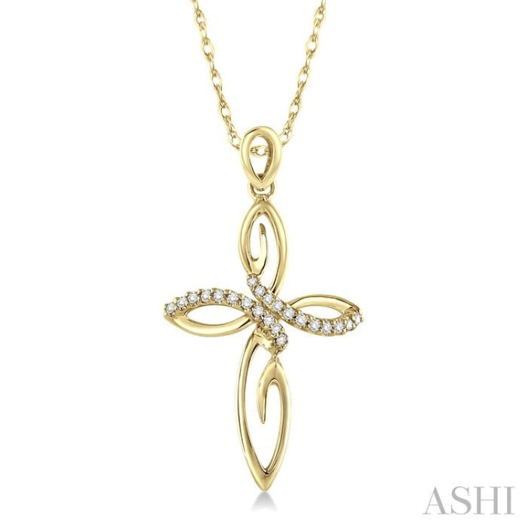 1/10 Ctw Round Cut Diamond Cross Pendant in 14K Yellow Gold With Chain 1/10 Ctw Round Cut Diamond Cross Pendant in 14K Yellow Gold With Chain
