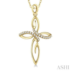 1/10 Ctw Round Cut Diamond Cross Pendant in 14K Yellow Gold With Chain 1/10 Ctw Round Cut Diamond Cross Pendant in 14K Yellow Gold With Chain