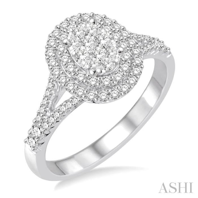 3/4 ctw Oval Shape Diamond Lovebright Diamond Ring in 14K White Gold 3/4 ctw Oval Shape Diamond Lovebright Diamond Ring in 14K White Gold