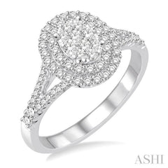 3/4 ctw Oval Shape Diamond Lovebright Diamond Ring in 14K White Gold 3/4 ctw Oval Shape Diamond Lovebright Diamond Ring in 14K White Gold