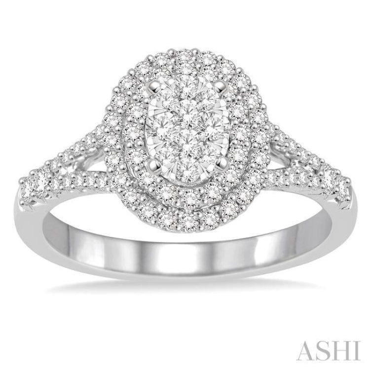 3/4 ctw Oval Shape Diamond Lovebright Diamond Ring in 14K White Gold 3/4 ctw Oval Shape Diamond Lovebright Diamond Ring in 14K White Gold