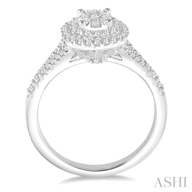 3/4 ctw Oval Shape Diamond Lovebright Diamond Ring in 14K White Gold 3/4 ctw Oval Shape Diamond Lovebright Diamond Ring in 14K White Gold