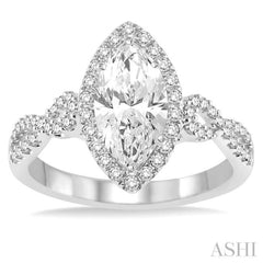 1 ctw Diamond Engagement Ring with 5/8 ct Marquise Cut Center Stone in 14K White Gold 1 ctw Diamond Engagement Ring with 5/8 ct Marquise Cut Center Stone in 14K White Gold