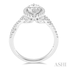 1 ctw Diamond Engagement Ring with 5/8 ct Marquise Cut Center Stone in 14K White Gold 1 ctw Diamond Engagement Ring with 5/8 ct Marquise Cut Center Stone in 14K White Gold