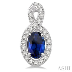 5x3 MM Oval Cut Sapphire and 1/5 Ctw Round Cut Diamond Earrings in 10K White Gold 5x3 MM Oval Cut Sapphire and 1/5 Ctw Round Cut Diamond Earrings in 10K White Gold