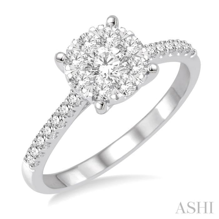 3/4 Ctw Round Cut Lovebright Diamond Ring in 14K White Gold 3/4 Ctw Round Cut Lovebright Diamond Ring in 14K White Gold
