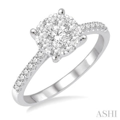 3/4 Ctw Round Cut Lovebright Diamond Ring in 14K White Gold 3/4 Ctw Round Cut Lovebright Diamond Ring in 14K White Gold