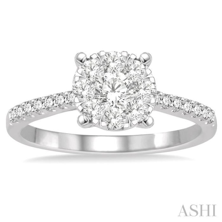 3/4 Ctw Round Cut Lovebright Diamond Ring in 14K White Gold 3/4 Ctw Round Cut Lovebright Diamond Ring in 14K White Gold
