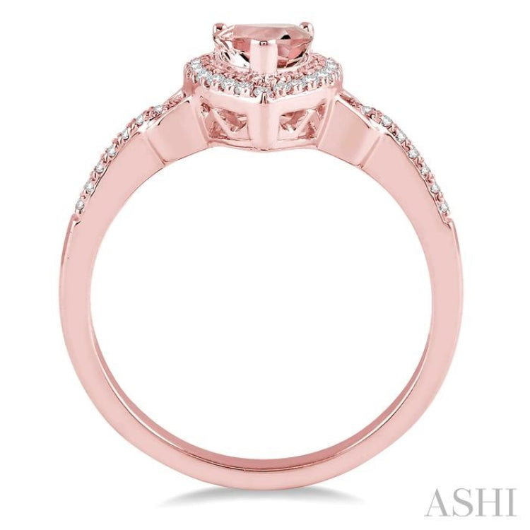 7x5 MM Pear Shape Morganite and 1/6 Ctw Round Cut Diamond Ring in 10K Rose Gold 7x5 MM Pear Shape Morganite and 1/6 Ctw Round Cut Diamond Ring in 10K Rose Gold