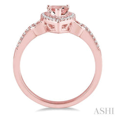 7x5 MM Pear Shape Morganite and 1/6 Ctw Round Cut Diamond Ring in 10K Rose Gold 7x5 MM Pear Shape Morganite and 1/6 Ctw Round Cut Diamond Ring in 10K Rose Gold