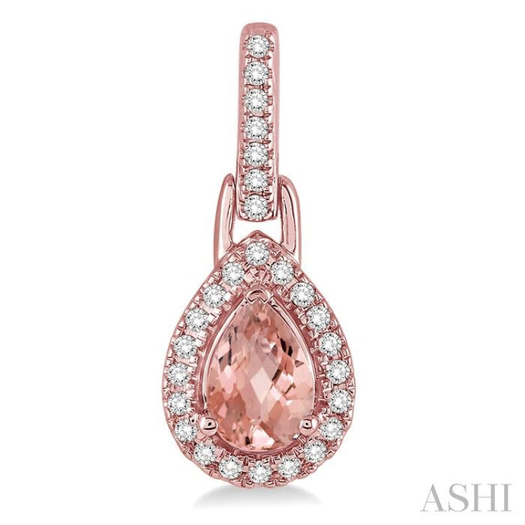 6x4 MM Pear Shape Morganite and 1/5 ctw Round Cut Diamond Earrings in 10K Rose Gold 6x4 MM Pear Shape Morganite and 1/5 ctw Round Cut Diamond Earrings in 10K Rose Gold