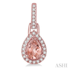 6x4 MM Pear Shape Morganite and 1/5 ctw Round Cut Diamond Earrings in 10K Rose Gold 6x4 MM Pear Shape Morganite and 1/5 ctw Round Cut Diamond Earrings in 10K Rose Gold