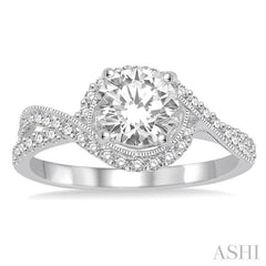 7/8 ctw Diamond Engagement Ring with 1/2 ct Round Cut Center Stone in 14K White Gold 7/8 ctw Diamond Engagement Ring with 1/2 ct Round Cut Center Stone in 14K White Gold