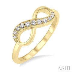 1/6 Ctw Round Cut Diamond Infinity Petite Ring in 14K Yellow Gold 1/6 Ctw Round Cut Diamond Infinity Petite Ring in 14K Yellow Gold