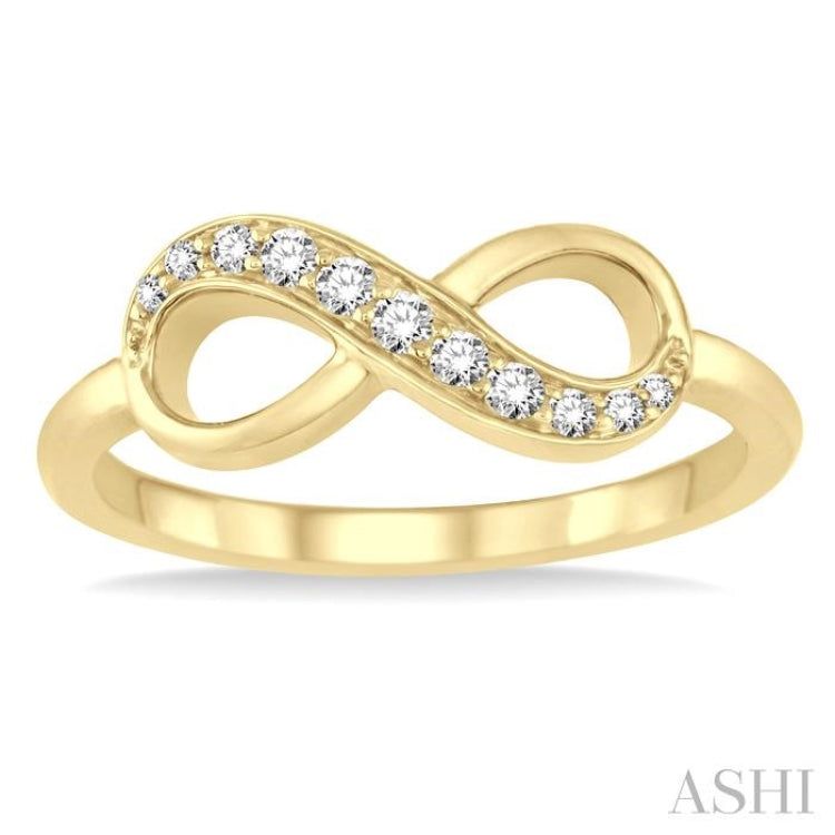 1/6 Ctw Round Cut Diamond Infinity Petite Ring in 14K Yellow Gold 1/6 Ctw Round Cut Diamond Infinity Petite Ring in 14K Yellow Gold