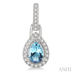 6x4 MM Pear Shape Aquamarine and 1/5 Ctw Round Cut Diamond Earrings in 14K White Gold 6x4 MM Pear Shape Aquamarine and 1/5 Ctw Round Cut Diamond Earrings in 14K White Gold