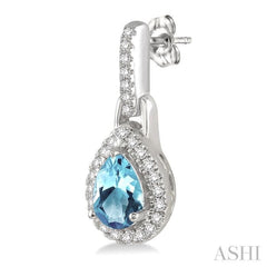 6x4 MM Pear Shape Aquamarine and 1/5 Ctw Round Cut Diamond Earrings in 14K White Gold 6x4 MM Pear Shape Aquamarine and 1/5 Ctw Round Cut Diamond Earrings in 14K White Gold