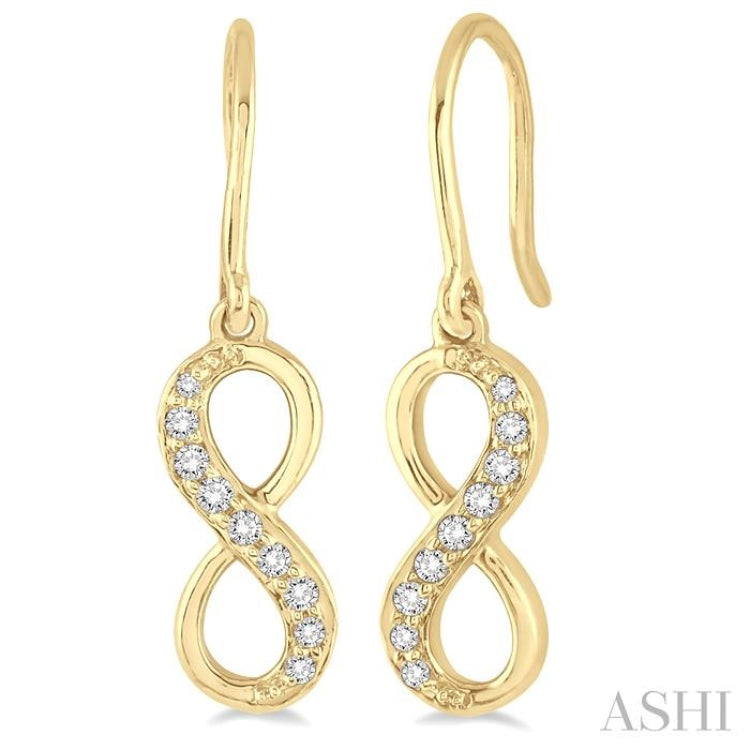 1/6 Ctw Round Cut Diamond Infinity Petite Earrings in 14K Yellow Gold 1/6 Ctw Round Cut Diamond Infinity Petite Earrings in 14K Yellow Gold