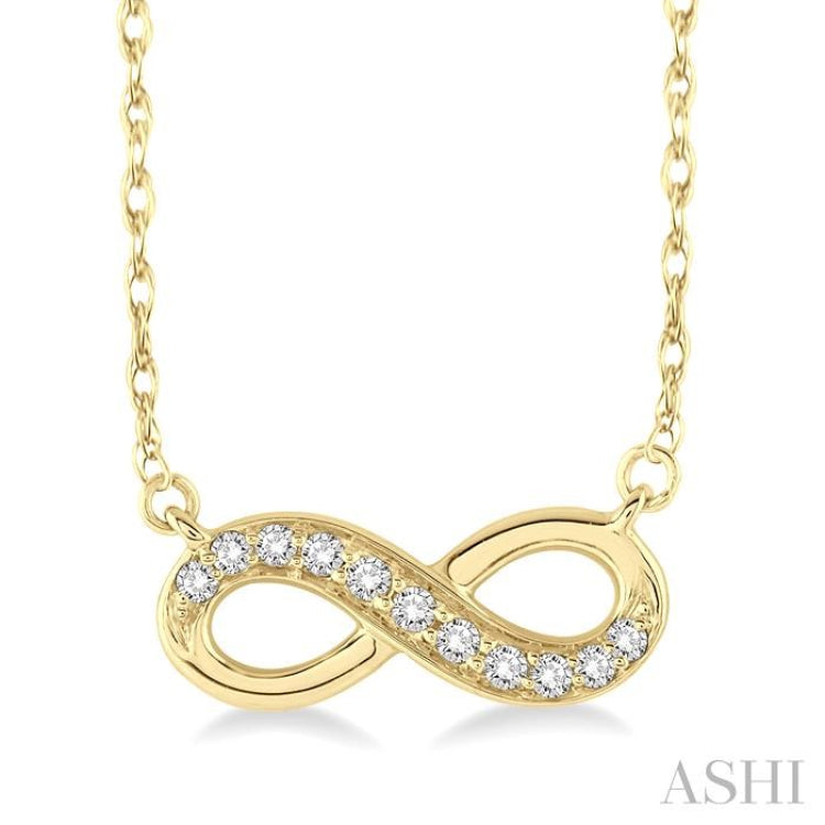 1/6 Ctw Round Cut Diamond Infinity Petite Pendant in 14K Yellow Gold with Chain 1/6 Ctw Round Cut Diamond Infinity Petite Pendant in 14K Yellow Gold with Chain