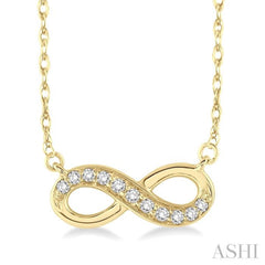 1/6 Ctw Round Cut Diamond Infinity Petite Pendant in 14K Yellow Gold with Chain 1/6 Ctw Round Cut Diamond Infinity Petite Pendant in 14K Yellow Gold with Chain