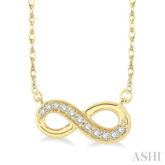 1/6 Ctw Round Cut Diamond Infinity Petite Pendant in 14K Yellow Gold with Chain 1/6 Ctw Round Cut Diamond Infinity Petite Pendant in 14K Yellow Gold with Chain