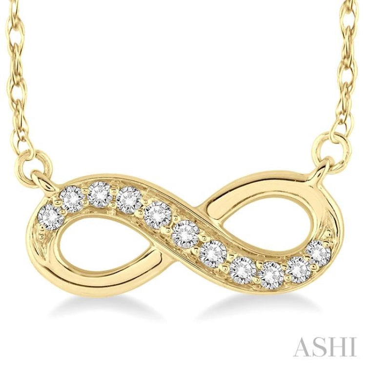1/6 Ctw Round Cut Diamond Infinity Petite Pendant in 14K Yellow Gold with Chain 1/6 Ctw Round Cut Diamond Infinity Petite Pendant in 14K Yellow Gold with Chain