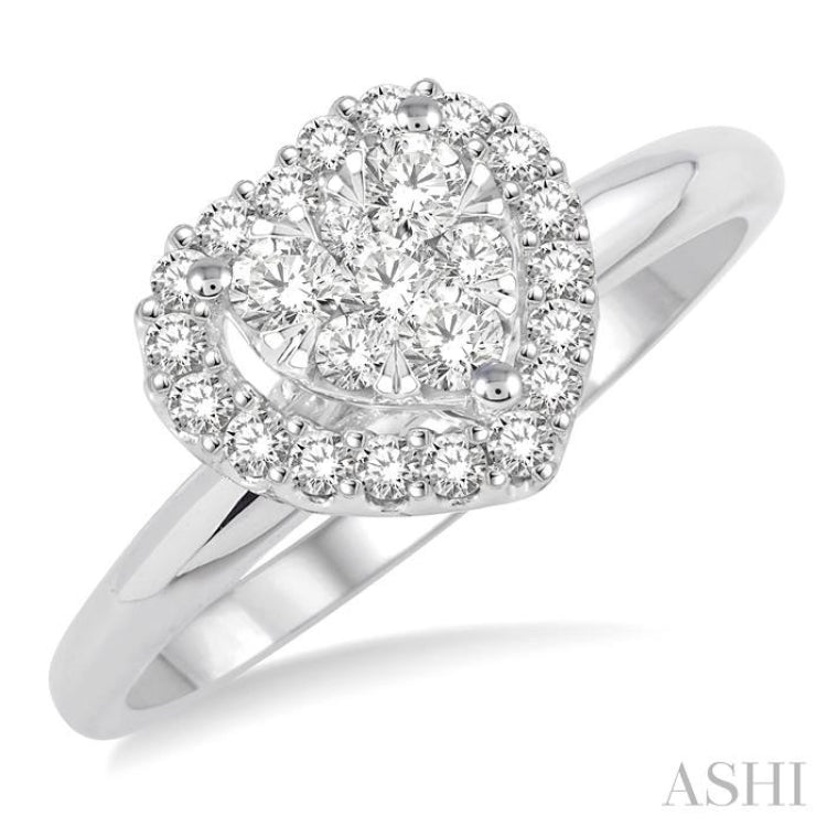 1/2 ctw Round Cut Diamond Heart Shape Lovebright Ring in 14K White Gold 1/2 ctw Round Cut Diamond Heart Shape Lovebright Ring in 14K White Gold