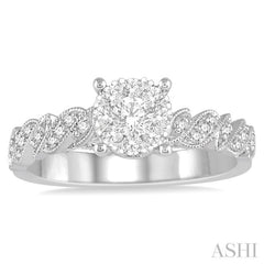 3/8 ctw Round Cut Diamond Lovebright Vintage Engagement Ring in 14K White Gold 3/8 ctw Round Cut Diamond Lovebright Vintage Engagement Ring in 14K White Gold