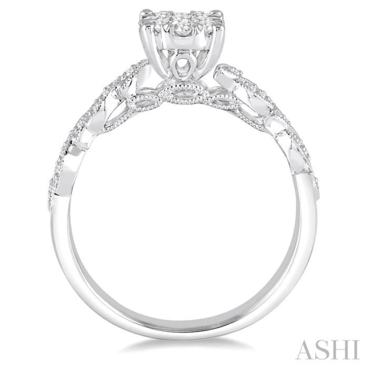 3/8 ctw Round Cut Diamond Lovebright Vintage Engagement Ring in 14K White Gold 3/8 ctw Round Cut Diamond Lovebright Vintage Engagement Ring in 14K White Gold