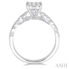 3/8 ctw Round Cut Diamond Lovebright Vintage Engagement Ring in 14K White Gold 3/8 ctw Round Cut Diamond Lovebright Vintage Engagement Ring in 14K White Gold