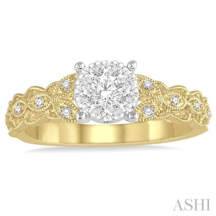1/3 ctw Round Cut Diamond Lovebright Engagement Ring in 14K Yellow and White Gold 1/3 ctw Round Cut Diamond Lovebright Engagement Ring in 14K Yellow and White Gold