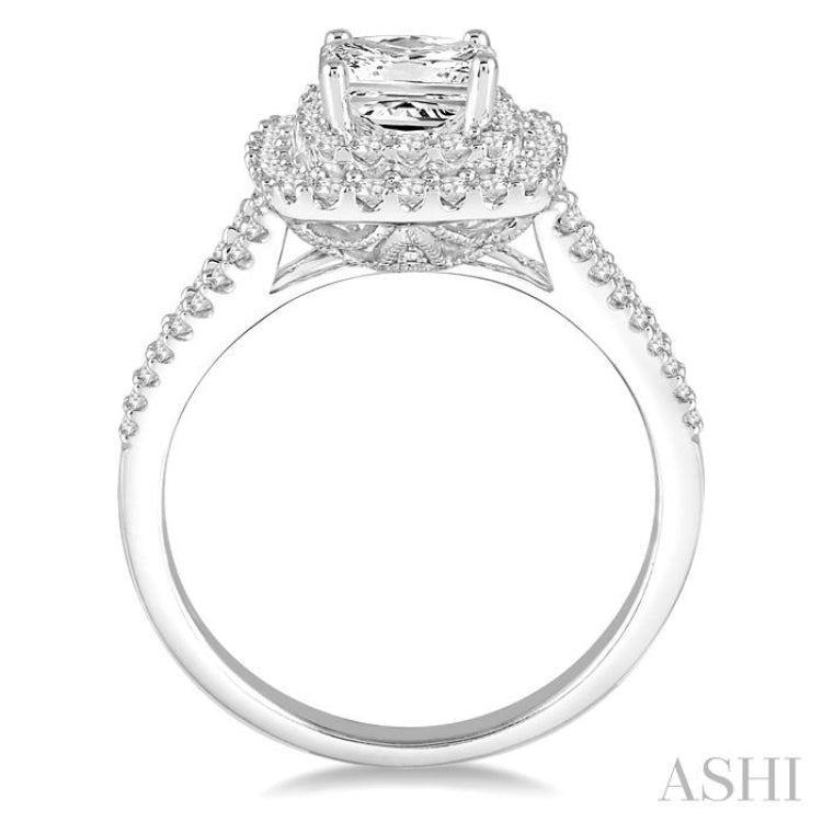 1 1/10 ctw Diamond Engagement Ring with 1/2 ct Princess Cut Center Stone in 14K White Gold 1 1/10 ctw Diamond Engagement Ring with 1/2 ct Princess Cut Center Stone in 14K White Gold