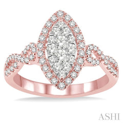 3/4 Ctw Marquise Shape Diamond Lovebright Ring in 14K Rose and White Gold 3/4 Ctw Marquise Shape Diamond Lovebright Ring in 14K Rose and White Gold