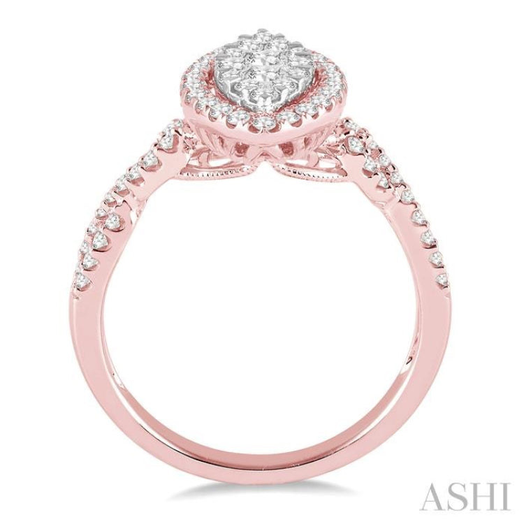 3/4 Ctw Marquise Shape Diamond Lovebright Ring in 14K Rose and White Gold 3/4 Ctw Marquise Shape Diamond Lovebright Ring in 14K Rose and White Gold