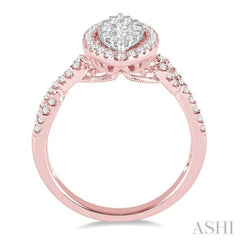 3/4 Ctw Marquise Shape Diamond Lovebright Ring in 14K Rose and White Gold 3/4 Ctw Marquise Shape Diamond Lovebright Ring in 14K Rose and White Gold