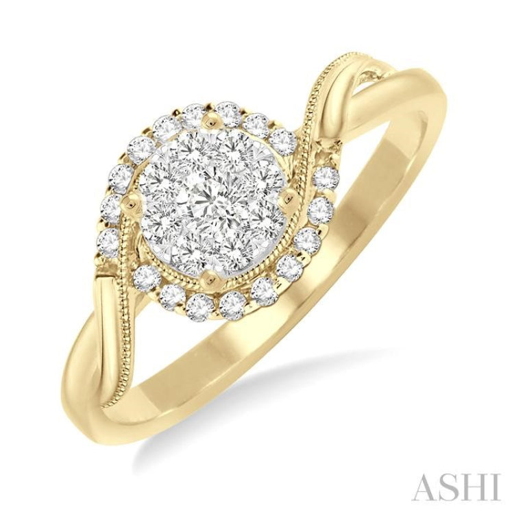 1/3 Ctw Round Cut Diamond Lovebright Engagement Ring in 14K Yellow and White Gold 1/3 Ctw Round Cut Diamond Lovebright Engagement Ring in 14K Yellow and White Gold