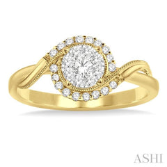 1/3 Ctw Round Cut Diamond Lovebright Engagement Ring in 14K Yellow and White Gold 1/3 Ctw Round Cut Diamond Lovebright Engagement Ring in 14K Yellow and White Gold