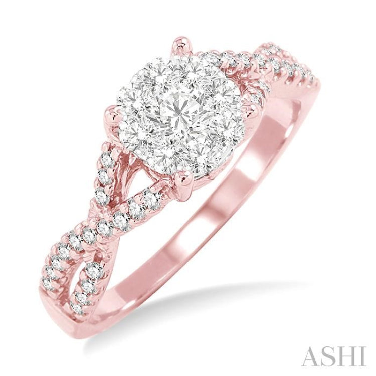 1/3 ctw Lovebright Round Cut Diamond Engagement Ring in 14K Rose and White Gold 1/3 ctw Lovebright Round Cut Diamond Engagement Ring in 14K Rose and White Gold