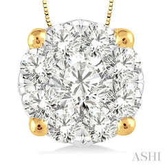 3/4 Ctw Lovebright Round Cut Diamond Pendant in 14K Yellow and White Gold with Chain 3/4 Ctw Lovebright Round Cut Diamond Pendant in 14K Yellow and White Gold with Chain